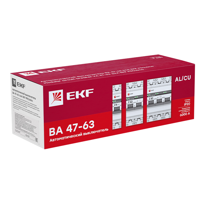 Автоматический выключатель 2P 40А (C) 6кА ВА 47-63 DC EKF PROxima (mcb4763-DC-2-40C-pro)