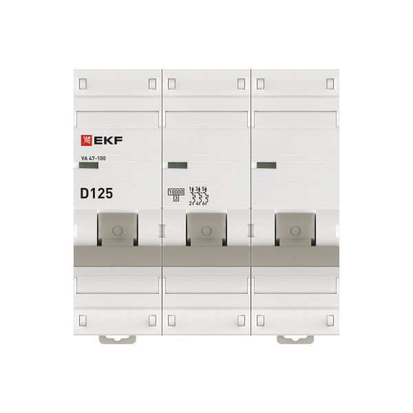 Автоматический выключатель ВА 47-100 2P 125А (D) 10kA EKF PROxima (mcb47100-2-125D-pro)