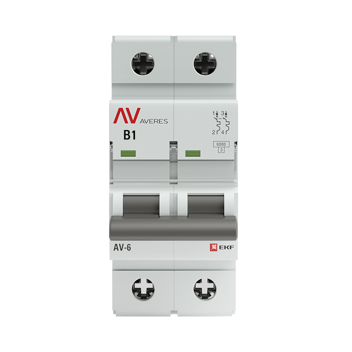 Выключатель автоматический AV-6 2P 1A (B) 6кА AVERES (mcb6-2-01B-av)