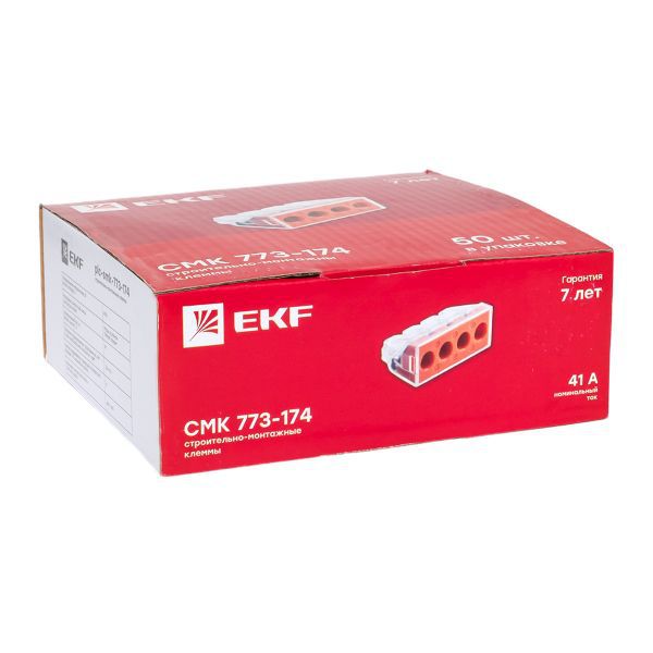 Клемма строительно-монтажная СМК 773-174 4-проводная 2.5-6.0кв.мм с пастой (уп.50шт) PROxima EKF plc-smk-773-174