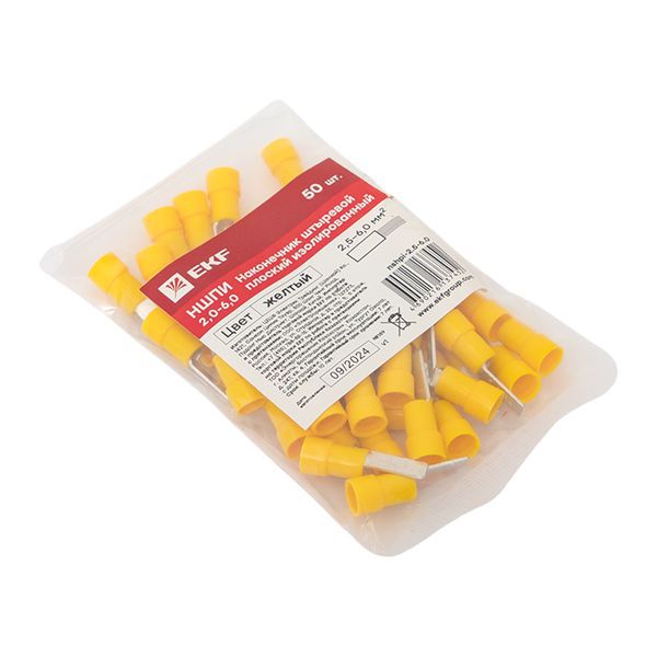 Наконечник штыревой плоский изолированный НШПИ 2.5-6.0 (уп.50шт) EKF nshpi-2.5-6.0