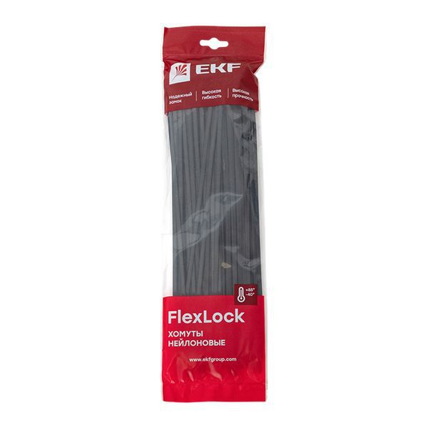 Хомут P6.6 7.6х300 FlexLock стандартный черн. (уп.100шт) PROxima EKF plc-fl-ctsb-7.6x300
