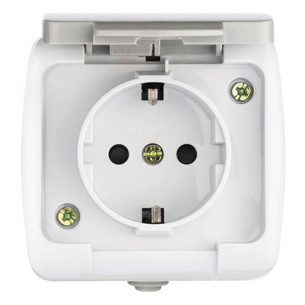 Розетка 1-м ОП Мурманск 16А IP54 с заземл. защ. шторки с крышкой сер. EKF EFR16-029-30-54