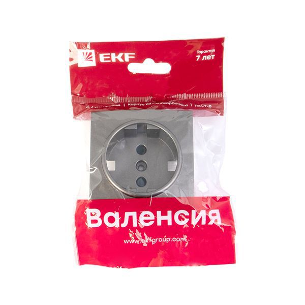 Панель лицевая Валенсия для розетки 1-м 16А защ. шторки с заземл. графит PROxima EKF ESR16-L-028-60