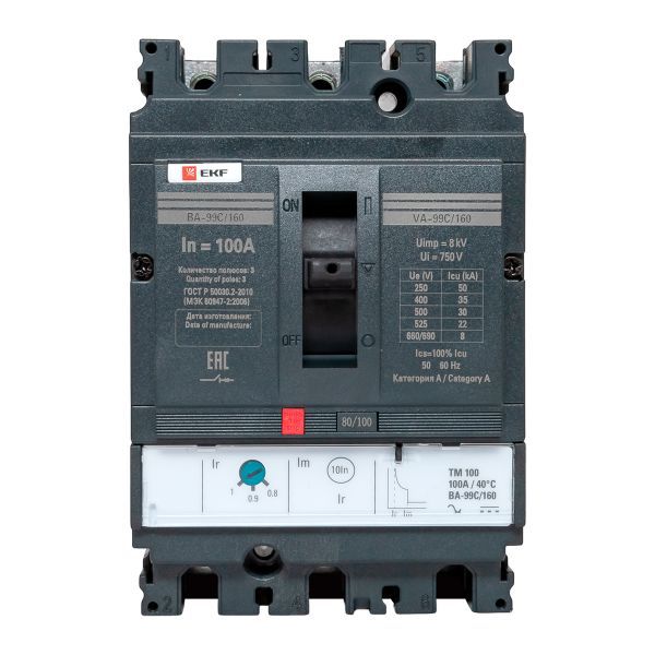 Выключатель автоматический 3п 160/100А 36кА ВА-99C Compact NS PROxima EKF mccb99C-160-100