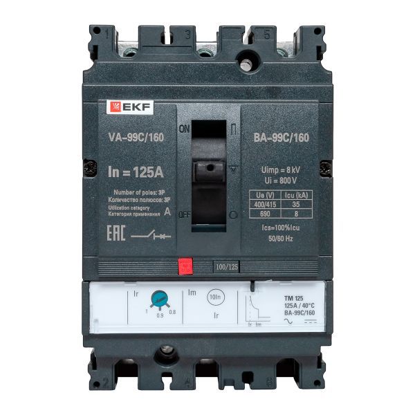 Выключатель автоматический 3п 160/125А 36кА ВА-99C Compact NS PROxima EKF mccb99C-160-125