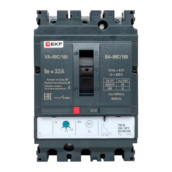 Выключатель автоматический 3п 160/32А 36кА ВА-99C Compact NS PROxima EKF mccb99C-160-32