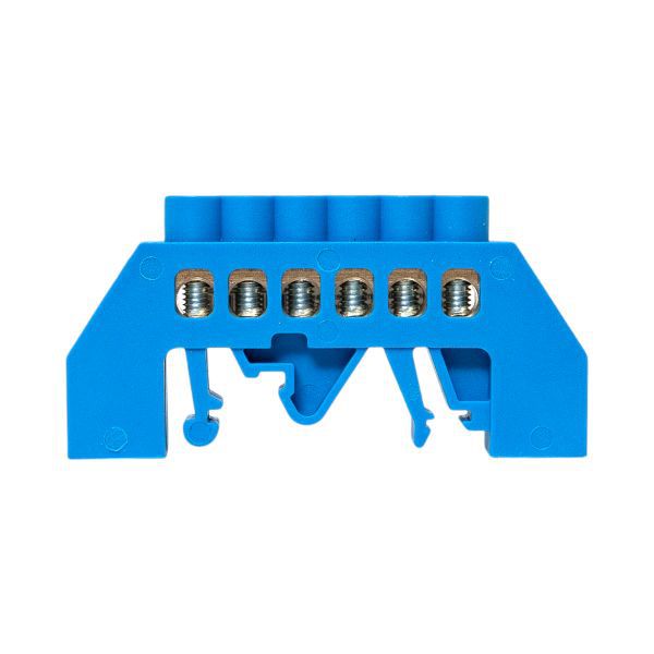 Шина нулевая N 6х9 6 отвер. латунь син. нейл. корп. комбинир. розн. стикер EKF sn0-63-06-dn-r