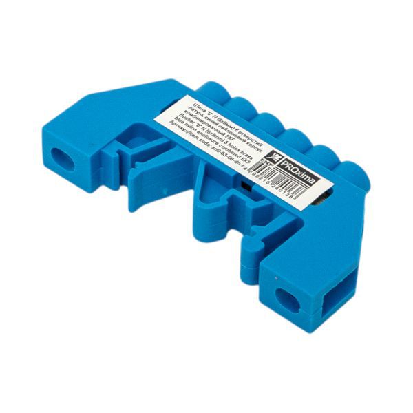 Шина нулевая N 6х9 6 отвер. латунь син. нейл. корп. комбинир. розн. стикер EKF sn0-63-06-dn-r