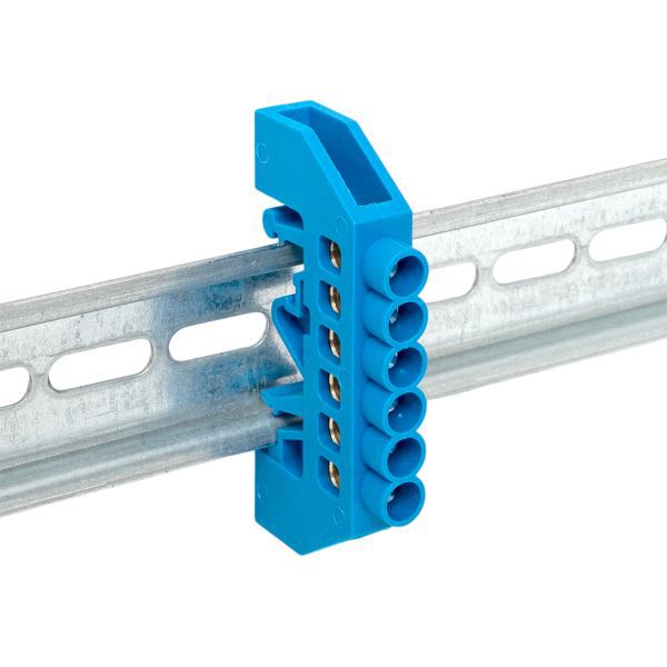 Шина нулевая N 6х9 6 отвер. латунь син. нейл. корп. комбинир. розн. стикер EKF sn0-63-06-dn-r