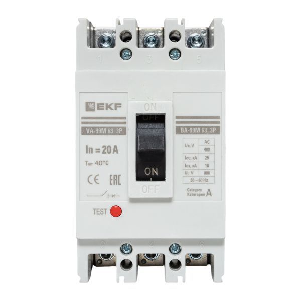 Выключатель автоматический 3п 63/20А 25кА ВА-99М PROxima EKF mccb99-63-20m
