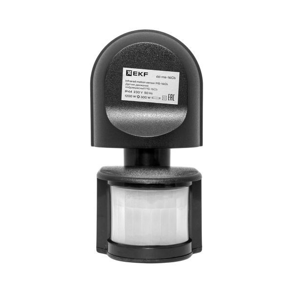 Датчик движения (ИК) MS-16Cb настен. 1200Вт 180гр. до 12м IP44 черн. PROxima EKF dd-ms-16Cb