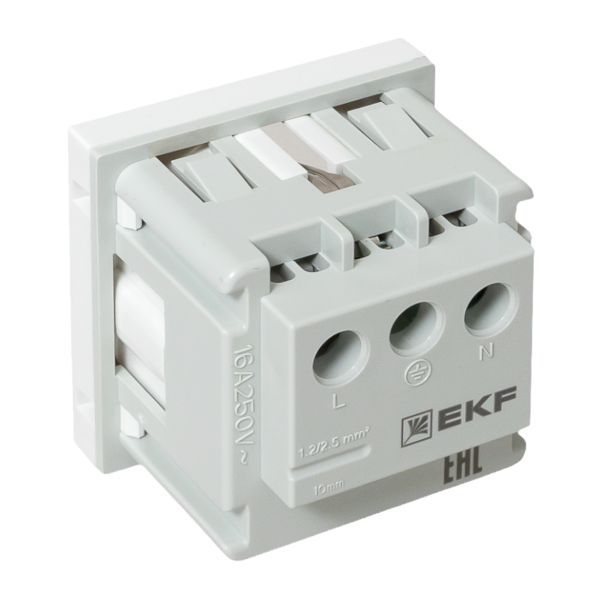 Розетка 1-м C-Line 2мод. 45х45 РКС-20-30-П с заземл. бел. EKF E2MR16-028-10