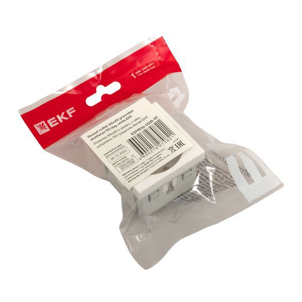 Розетка 1-м C-Line 2мод. 45х45 РКС-20-30-П с заземл. бел. EKF E2MR16-028-10