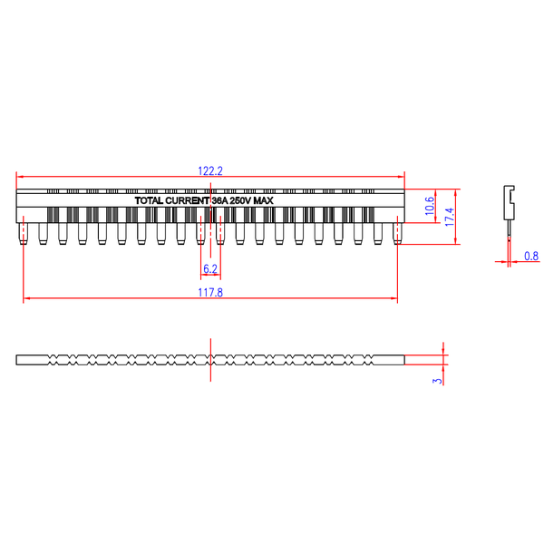 Шина соединительная для разъемов rms-23 20п 32А красн. AVERES EKF rms-23-busbar