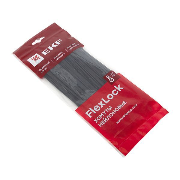 Хомут P6.6 2.5х200 FlexLock стандартный черн. (уп.100шт) PROxima EKF plc-fl-ctsb-2.5x200