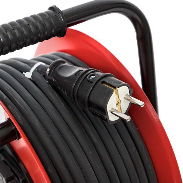 Удлинитель на катушке Гефест 2.0 4 гнезда 40м с заземлением и предохранителем КГ 3*2,5 16А/3,5кВт IP44 PROxima (UKG02-16-R325-4-40-IP44)