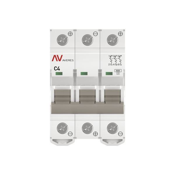 Выключатель автоматический AV-6 DC 3P 4A (C) 6кА AVERES (mcb6-DC-3-04C-av)