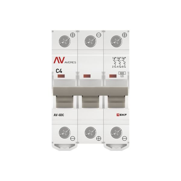 Выключатель автоматический AV-6 DC 3P 4A (C) 6кА AVERES (mcb6-DC-3-04C-av)
