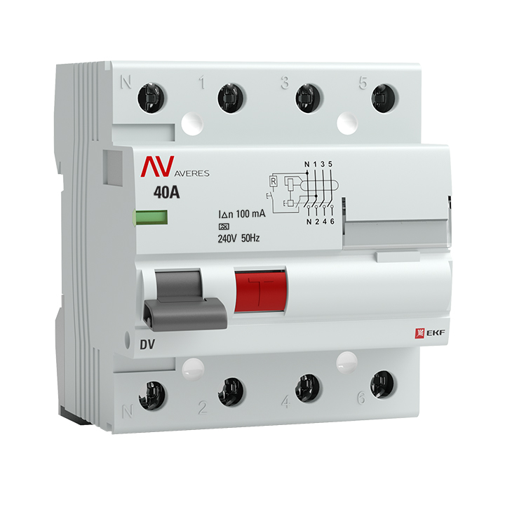 Устройство защитного отключения DV 4P 40А/100мА (A) AVERES (rccb-4-40-100-a-av)