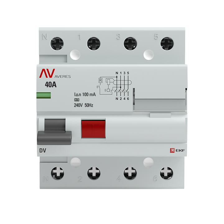 Устройство защитного отключения DV 4P 40А/100мА (A) AVERES (rccb-4-40-100-a-av)