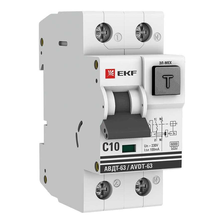 Выключатель автоматический дифференциальный АВДТ-63 10А/100мА C электромеханический тип A 6кА PROxima