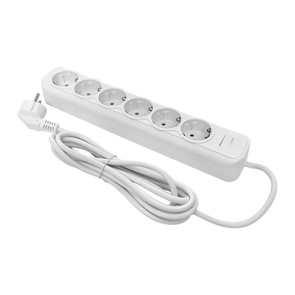 Фильтр сетевой 6x5м 10А/2.2кВт с выключателем с заземлением ПВС 3х0.75 Блокбастер PROxima