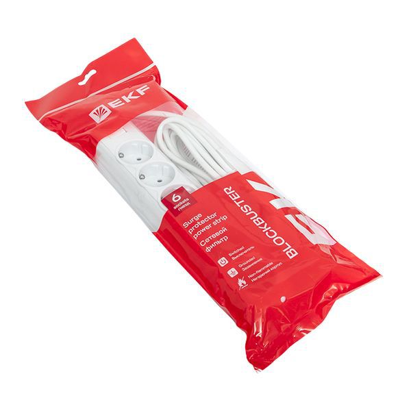 Фильтр сетевой 6x5м 10А/2.2кВт с выключателем с заземлением ПВС 3х0.75 Блокбастер PROxima