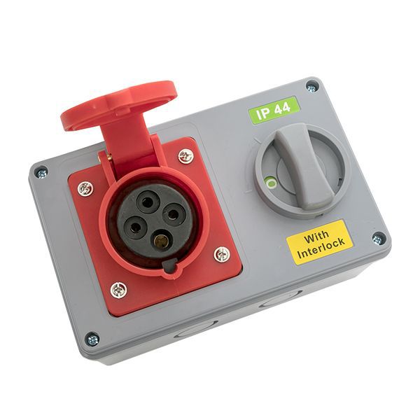 Розетка с блокировкой и выключателем 1414 3Р+РЕ 16А 380В IP44 EKF