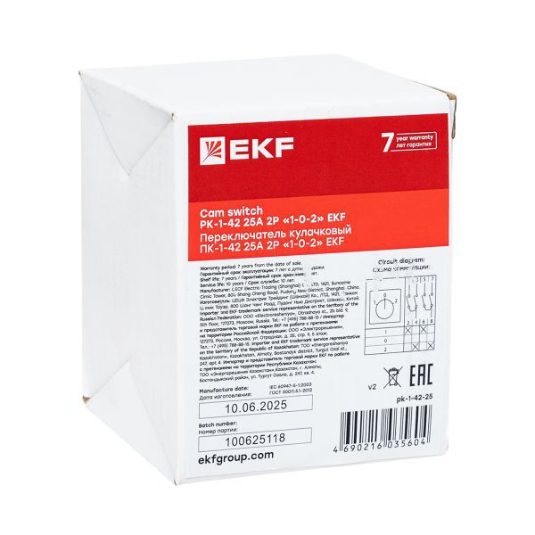 Переключатель кулачковый ПК-1-42 2П 25А "1-0-2" EKF pk-1-42-25