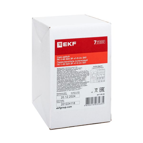 Переключатель кулачковый ПК-1-43 3П 32А "1-0-2" EKF pk-1-43-32