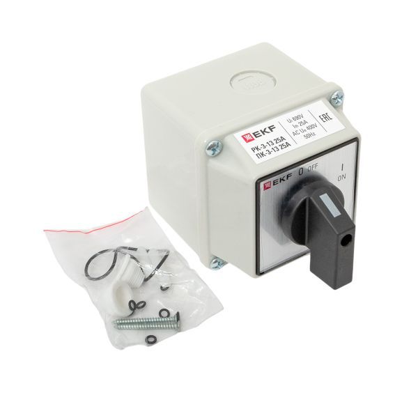 Переключатель кулачковый ПК-3-13 3П 25А "ВКЛ-ВЫКЛ" IP54 EKF pk-3-13-25