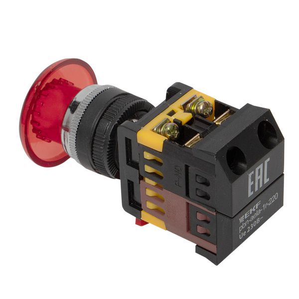 Кнопка AELA-22 "Грибок" красн. с подсветкой NO+NC 220В EKF pbn-aela-1r-220
