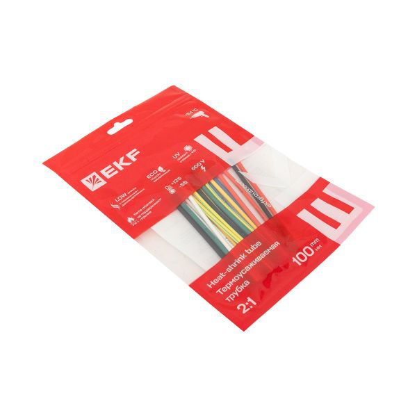 Набор трубок термоусадочных ТУТ нг тонкостен. 2/1 (7 цветов по 3шт 100мм) EKF tut-n-2