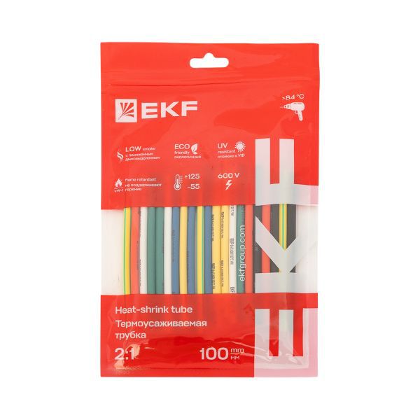 Набор трубок термоусадочных ТУТ нг тонкостен. 4/2 (7 цветов по 3шт 100мм) EKF tut-n-4