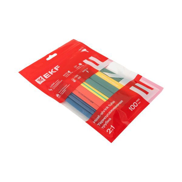 Набор трубок термоусадочных ТУТ нг тонкостен. 8/4 (7 цветов по 3шт 100мм) EKF tut-n-8