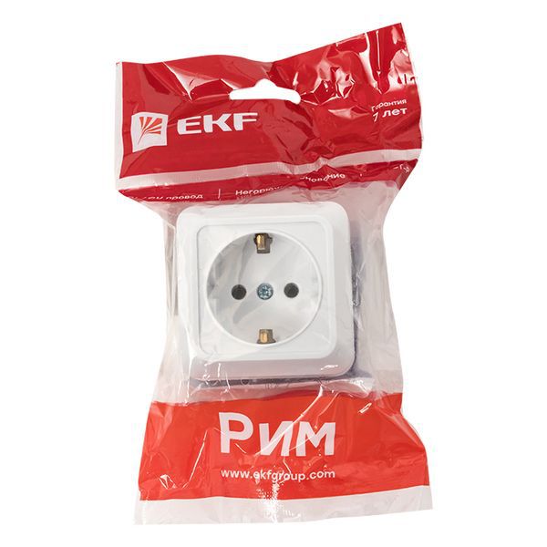Розетка 1-м ОП Рим 16А IP20 с заземл. бел. EKF ENR16-028-10
