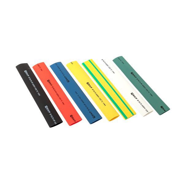 Набор трубок термоусадочных ТУТ нг тонкостен. 10/5 (7 цветов по 3шт 100мм) EKF tut-n-10