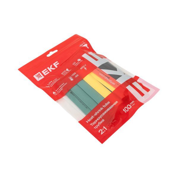 Набор трубок термоусадочных ТУТ нг тонкостен. 10/5 (7 цветов по 3шт 100мм) EKF tut-n-10