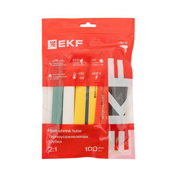 Набор трубок термоусадочных ТУТ нг тонкостен. 10/5 (7 цветов по 3шт 100мм) EKF tut-n-10