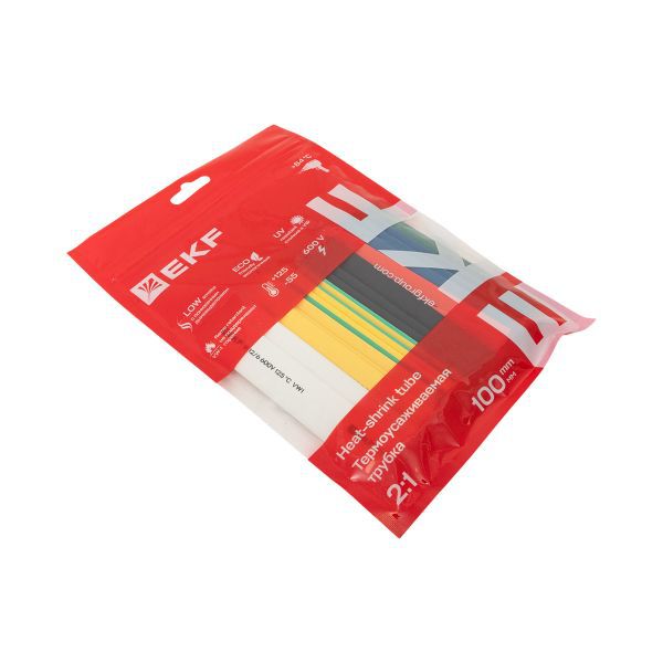 Набор трубок термоусадочных ТУТ нг тонкостен. 12/6 (7 цветов по 3шт 100мм) EKF tut-n-12