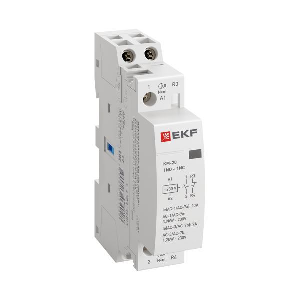 Контактор модульный КМ 20А NО+NC (1 мод.) EKF km-1-20-11