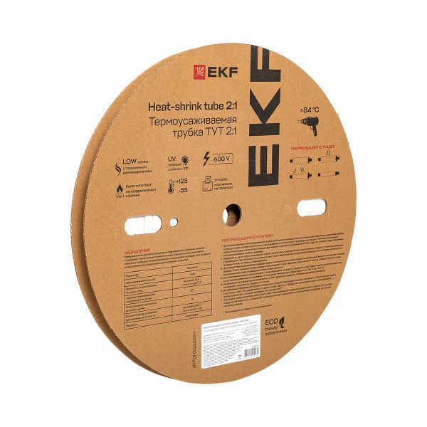 Трубка термоусадочная ТУТ нг 12/6 бел. (уп.100м) EKF tut-12-w