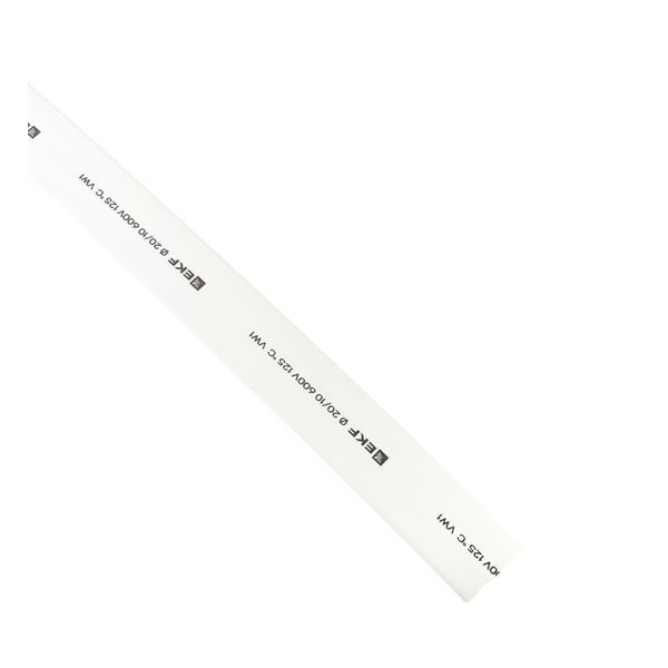 Трубка термоусадочная ТУТ нг 20/10 бел. (уп.100м) EKF tut-20-w