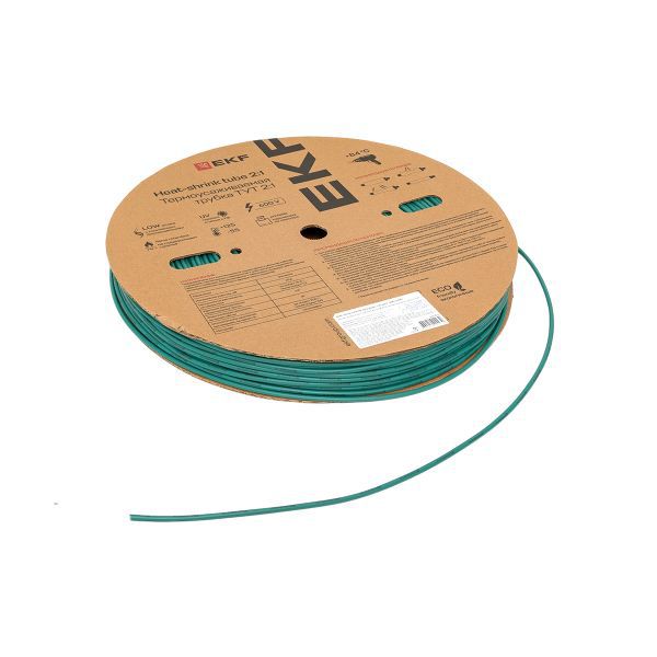 Трубка термоусадочная ТУТ нг 4/2 зел. (уп.200м) EKF tut-4-j