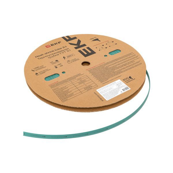 Трубка термоусадочная ТУТ нг 10/5 зел. (уп.100м) EKF tut-10-j