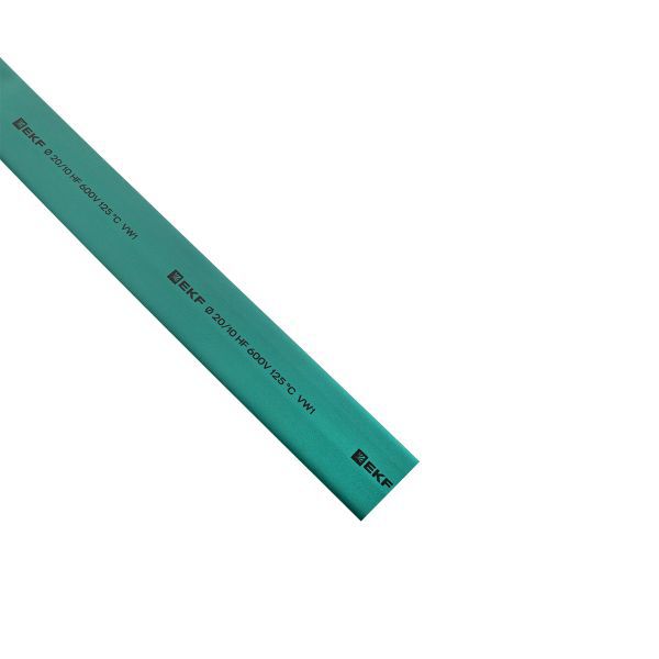 Трубка термоусадочная ТУТ нг 20/10 зел. (уп.100м) EKF tut-20-j