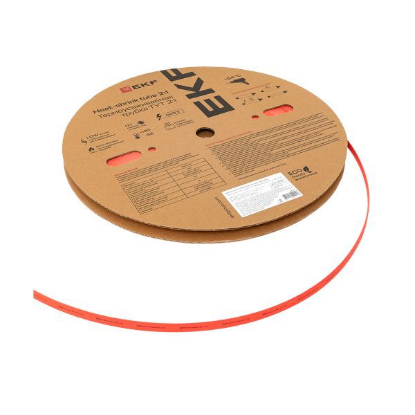 Трубка термоусадочная ТУТ нг 8/4 красн. (уп.100м) EKF tut-8-r