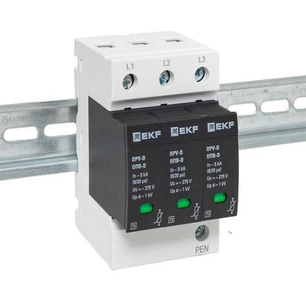 Ограничитель перенапряжения имп. ОПВ-D/3п In 5кА 230В EKF opv-d3