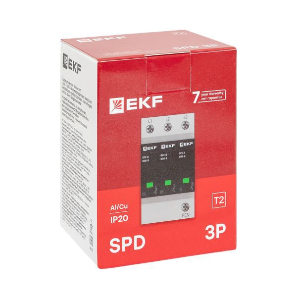 Ограничитель перенапряжения имп. ОПВ-D/3п In 5кА 230В EKF opv-d3